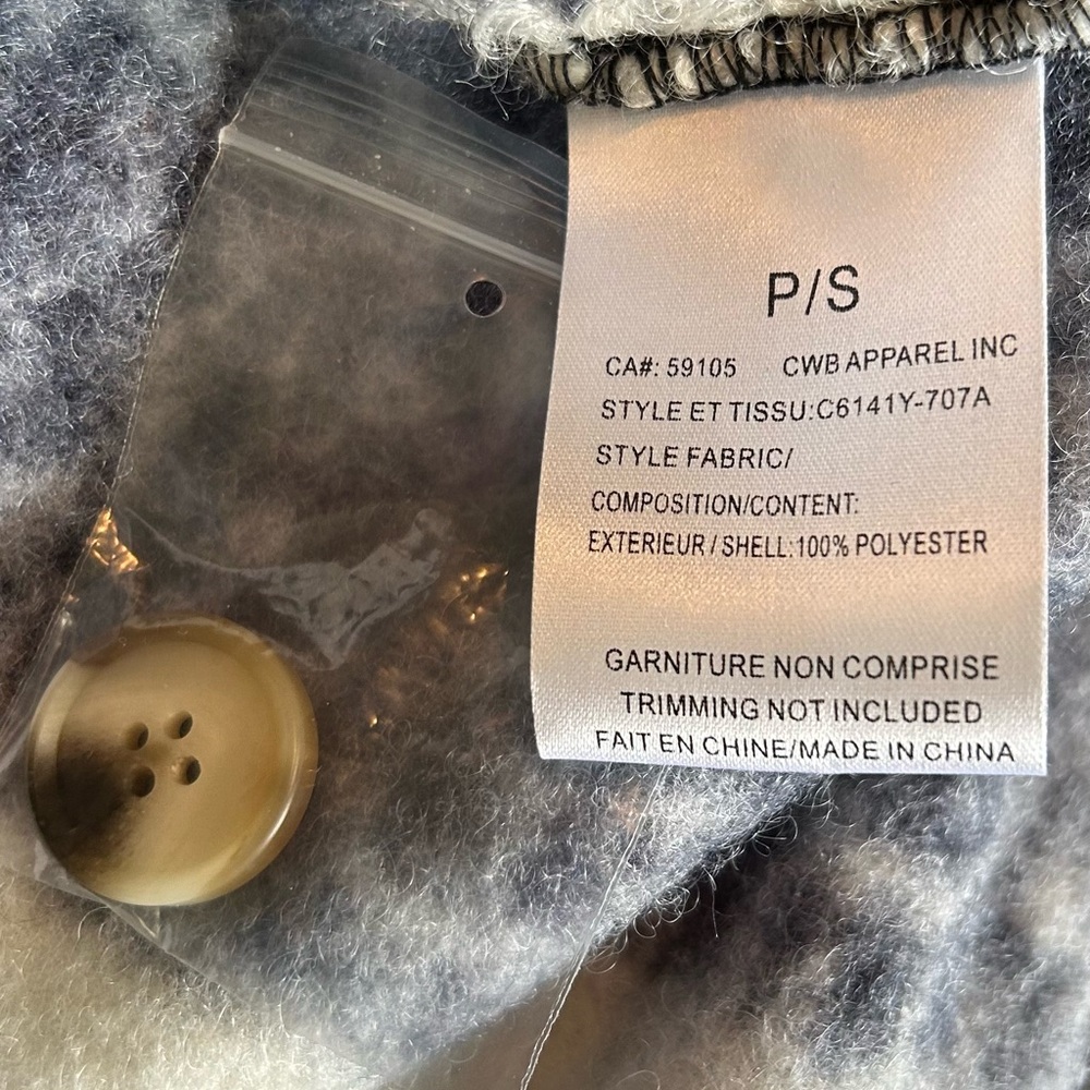 Charlie Checked Teddy Coat in Black, Gray & Cream - Picture 7 of 7